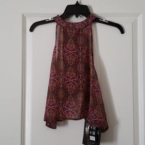 Sheer high-low tank top